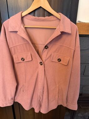 Women's Dusty Pink Corduroy Shacket Jacket